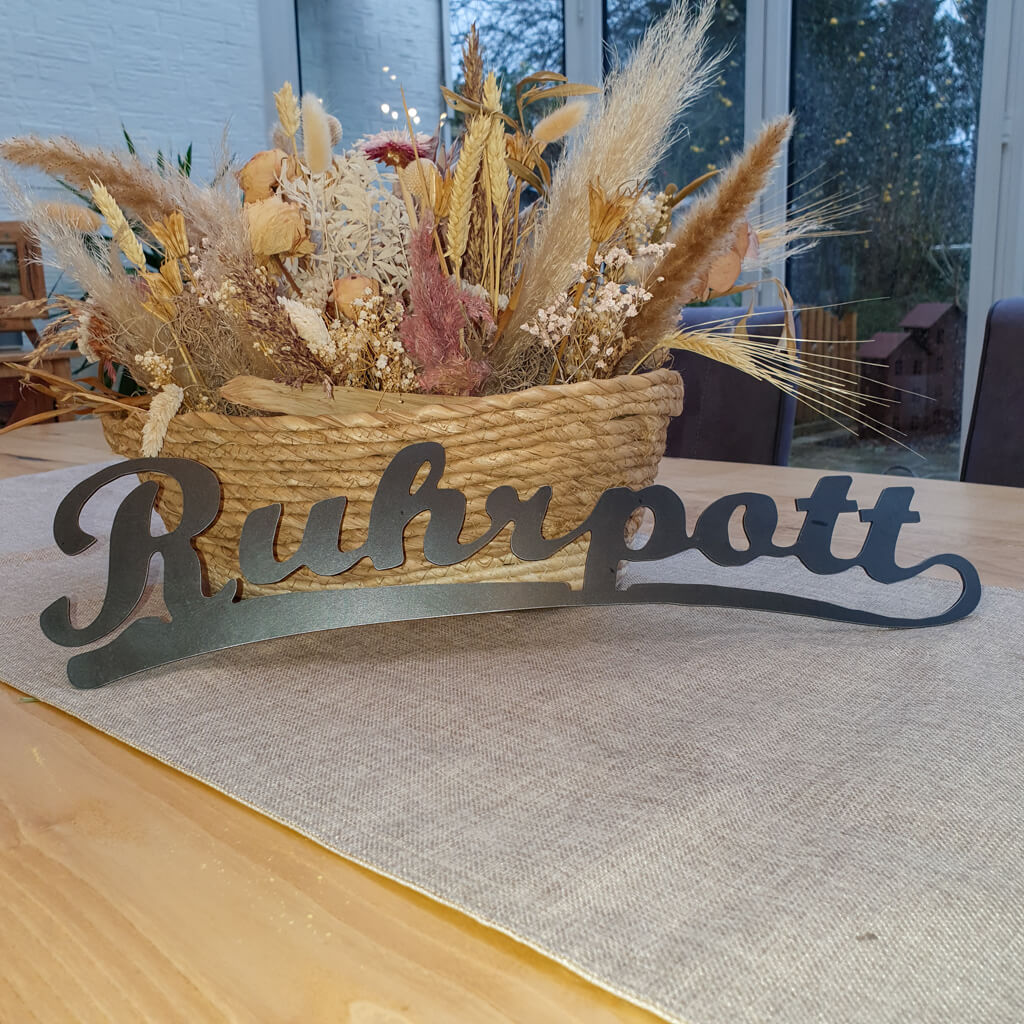 50cm großer Ruhrpott Schriftzug in Baustahl