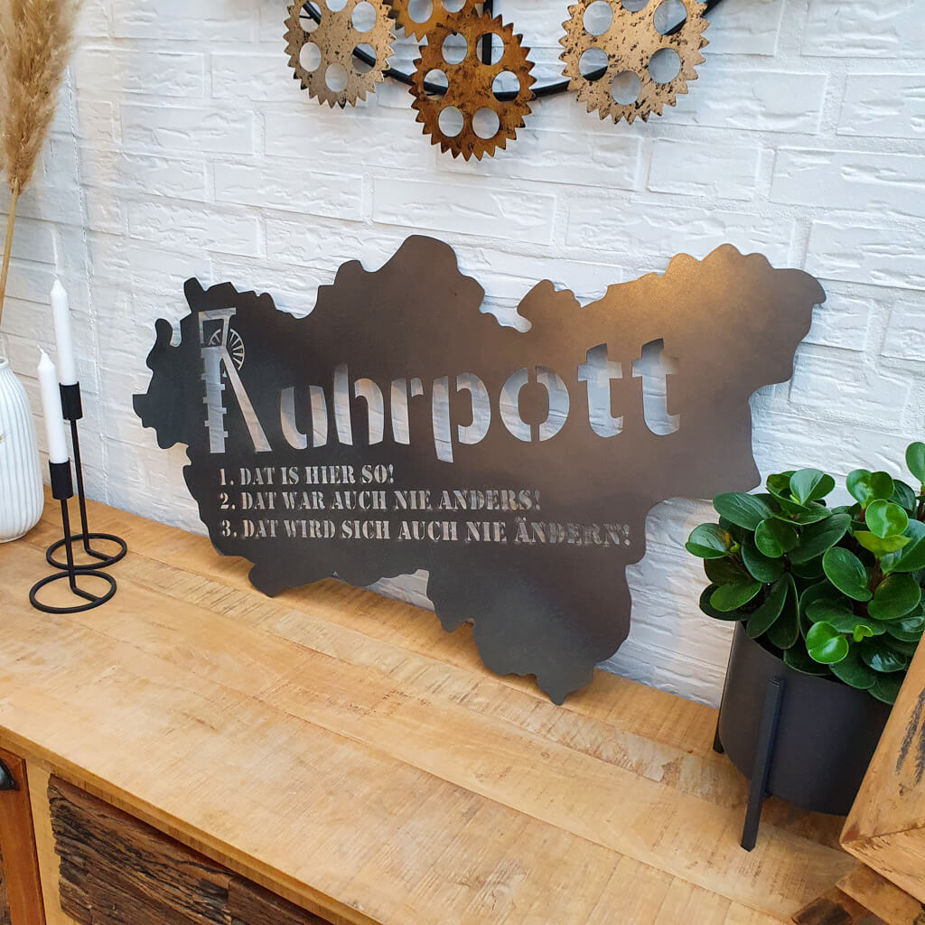 Bandiera Della Ruhrpott 90x150 Cm - "Dat Leben Hier Is Gold Wert" - Poliestere Resistente UV Con Doppio Orlo E Occhielli Metallici