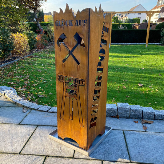 Gesamtansicht der Ascheschale und Feuertonne.