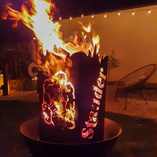 Stauder Pils Mini Feuertonne in 66 cm mit Rostpatina und Feuer