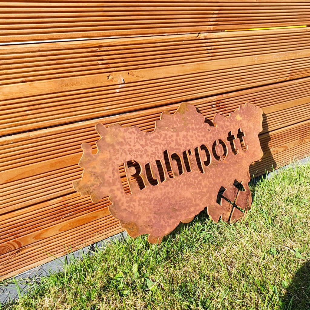 Ruhrpott Umriss in Rost 